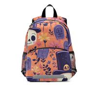 Linnyio Squelette Fleur Pourpre Tombe Sac à Dos pour Maternelle 3-8 Ans,Cartable pour Enfants et Tout Petits Sac Scolaire