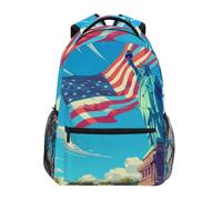 Linnyio Statue De La Liberté Drapeau AméRicain Sac à Dos Scolaire pour Filles et Garçons,Sacs pour étudiants élégants