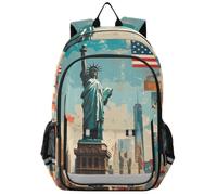 Linnyio Statue Liberté Drapeaux D'améRique Sac à Dos Scolaire pour Enfants et Adolescents,IdéAl pour L'école et Les Voyages