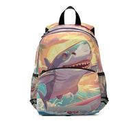 Linnyio Surf Requin Hawaii Tropical Sac à Dos pour Maternelle 3-8 Ans,Cartable pour Enfants et Tout Petits Sac Scolaire