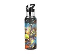 Linnyio Tennis D'Œuvres D'Art Fantaisie Gourde Sport Étanche,Sans BPA,Bouteille D'Eau Isolée Thermos Sport Tasse À Vide en Acier Inoxydable,1000ml/600ml