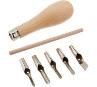 Lino Block Outils De Sculpture De Timbres En Caoutchouc Avec 5 Lames, Manche En Bois, Ensemble D'outils De Sculpture Pour La Gravure