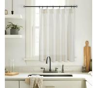 Lino Rosa Rideaux Courts en Lin à Plis pincés de Style Rustique Moderne pour Petite fenêtre, crème, 91,4 x 114,3 cm de Long, pour Cuisine, café, au-Dessus de l'évier