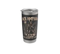 Linogravure Krampus Il ne fait pas de charbon Dark Folklore Gobelet isotherme en acier inoxydable double paroi