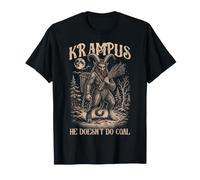 Linogravure Krampus Il ne Fait Pas de Charbon Dark Folklore T-Shirt