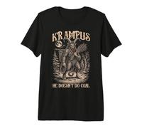Linogravure Krampus Il ne Fait Pas de Charbon Dark Folklore T-Shirt Haut de Gamme