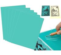 Linogravure Plaque,6pcs Blocs de Sculpture en Caoutchouc,Kit Linogravure Caoutchouc Block Printing Starter Linoleum Plate,Linoleum Gravure,Plaque Caoutchouc,Vert Surface Plane Set de Linogravure,A4