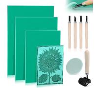 Linogravure Plaque Kit A3 A4 A5 A6 Plaques de Linoléum Linogravure Plaque Gomme a Graver pour DIY Impression en Reliefs Tampons en Caoutchouc et la Gravure