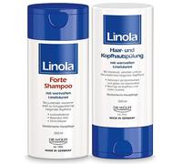 Linola Forte Shampoing & après-shampoing pour cheveux et cuir chevelu - 2 x 200 ml | Kit de douche contre les démangeaisons et le psoriasis | Pour cuir chevelu détendu et cheveux souples