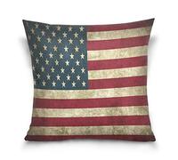 Linomo Housse de Coussin 40,6 x 40,6 cm Drapeau américain Vintage Décoration Housse de Coussin pour canapé lit Maison, Coton, Multicolore, 41 x 41 cm