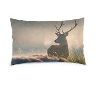 Linomo Housse de Coussin 40,6 x 61 cm, Motif cerf décoratif pour canapé, lit, Maison, Coton, Multicolore, 40 x 60 cm