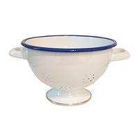 linoows münder émail - Passoire, Passoire, Passoire - avec Pied - Émail - Blanc - Beau nostalgique - 21 cm