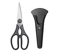 Linoroso Ciseaux de Cuisine Professionnel avec Couvercle Magnétique Ciseau Cuisine Multifonction Fabriqués en Acier Japonais 4034, Ultra Tranchants pour Viande Légumes Barbecue Herbes Pizza - Noir