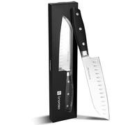 linoroso Couteau Santoku de 15cm - Couteau Asiatique Ultra Tranchant avec Boîte Cadeau - Couteau en Acier Inoxydable Allemand à Haute Teneur en Carbone avec Poignée Ergonomique pour la Maison et le