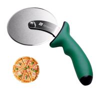 Linoroso Grande roue à pizza avec couvercle de lame de protection, roulette à pizza tranchante en acier inoxydable pour couper la pizza, la croûte, la tarte, le brownie, le pain plat, vert