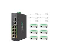 LINOVISION Commutateur industriel EOC et POE à 8 ports avec émetteur EOC 6 pièces, PoE longue portée sur câble coaxial ou UTP, câblage simplifié, mise à niveau du système analogique vers le système IP