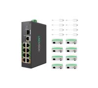 LINOVISION Commutateur industriel EOC et POE à 8 ports avec émetteur EOC 8 pièces, PoE longue portée sur câble coaxial ou UTP, câblage simplifié, mise à niveau du système analogique vers le système IP