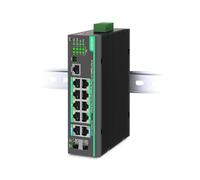 LINOVISION Switch PoE Industriel 12Ports L2+ Géré via Cloud,Entrée d'Alimentation Redondante DC8~57V,Switch PoE Solaire Gigabit Complet, 12V avec Alarme à Relais,IEEE802.3af/at,Budget PoE Total de240W
