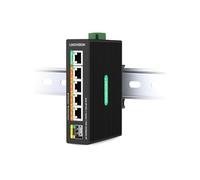 LINOVISION Switch PoE++ Industriel 5 Ports Full Gigabit DC12V pour Systèmes Solaires ou UPS de VR, Prend en Charge l'Entrée DC 9~54V, 4 Ports BT90W PoE++ et 1 Port PoE Passif 24V