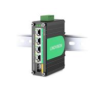 LINOVISION Switch PoE solaire industriel 4 ports Gigabit avec entrée d’alimentation redondante DC9～57V, Switch PoE 12V avec uplink SFP, conforme aux IEEE802.3af/at pour systèmes solaires/RV/phone VoIP