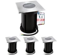 linovum Boru - Lot de 4 spots encastrables de sol pour GU10 - Spots extérieurs IP67 - Carrés brossés - Câble de raccordement 230 V