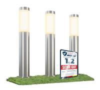 Linovum BOSEA-A Lot de 3 lampadaires d'extérieur en acier inoxydable IP44 avec culot E27 50 cm
