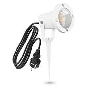 linovum CARI Lampe à piquet pour extérieur en blanc avec douille pour 1 x GU10 - Lampe de jardin avec alimentation IP65 avec câble Schuko de 2 m