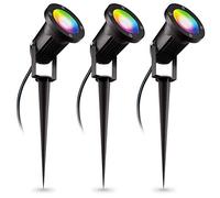 linovum CARI Lot de 3 lampes de jardin avec LED intelligente RGBW GU10 5 W - Compatible avec Alexa et Google Home - Câble Schuko de 2 m