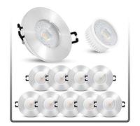 linovum ISASO Lot de 10 spots LED encastrables pour salle de bain et douche extra plats - LED 5 W blanc neutre 230 V IP65 brossé rond