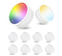 linovum Lot de 10 ampoules LED intelligentes - Module plat - Compatible avec l'application Alexa Echo Google - RVB et tons blancs - 2700-7300 K - Wi-Fi - 5 W