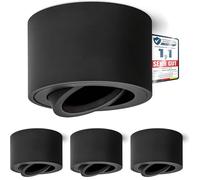 linovum SMOL noir - lot de 4 spots de plafond en saillie orientables noirs pour module LED - spot applique plafond interieur 230V sans ampoule