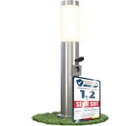 linovum SSC-LUXon BOSEA-S inox - borne lumineuse E27 IP44 50cm avec prise | Résistant aux intempéries selon la norme IP, robuste et durable, idéal pour l'entrée, la terrasse et les allées.