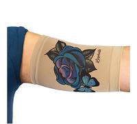 Linphelle Manchon Bras en Microfibre pour Picc Line - Manchette Bras en tissu respirant et design, idéal pour PICC, Glucometre pour glycémie, Tatouage ou Blessures, Rose Bleu, Taille 2