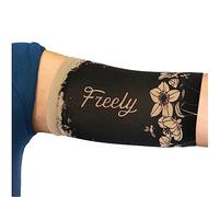 Linphelle Manchon Bras en Microfibre pour Picc Line - Manchette Bras en tissu respirant et design, idéal pour PICC, Glucometre pour glycémie, Tatouage ou Blessures, Noir avec Fleurs, Taille 0