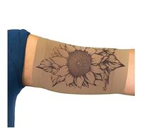 Linphelle Manchon Bras en Microfibre pour Picc Line - Manchette Bras en tissu respirant et design, idéal pour PICC, Glucometre pour glycémie, Tatouage ou Blessures, Tournesol, Taille 3