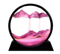 LINPING Peinture de Sable Qui coule, Image d'art de Sable en Mouvement Verre Rond 3D Paysage de Sable de la mer Profonde en Mouvement, décoration de la Maison Cadre de Sable Qui coule (rose, 7 Zoll)