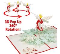 LINPOPUP®, Carte de Noël pop-up N462 - Cadeau original pour vos amis et votre famille - Ange rotatif avec flûte