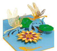 LINPopUp®, carte pop up fleurs, nature, anniversaire, carte anniversaire, fête des mères, carte anniversaire bon cadeau jardin étang, libellule, N287