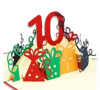 LINPopUp®, LIN17631, POP Up Cartes 3D 10 anniversaire, cartes POP up, carte d'anniversaire, carte d'anniversaire de 10 ans, cartes de vœux pour 10 ans, carte de vœux N364 (numéro 10)