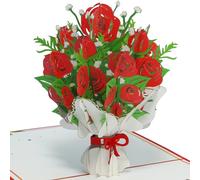 LINPopUp®, LIN17765 Carte pop-up avec fleurs et fleurs - Motif bouquet de fleurs - Carte pliante 3D - Carte de fête des mères - Au revoir - Carte d'anniversaire - Bonne amélioration - Roses - N506