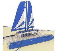 LINPOPUP®, LIN17777 Carte pop-up pour bateau, bateau, carte pop-up anniversaire, carte de vœux 3D voile, bateau, permis de conduire, catamaran, N123