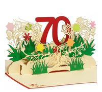 LINPOPUP®, LIN17788, Carte pop-up pour anniversaire, 70e anniversaire, cadeau d'anniversaire, invitation d'anniversaire, félicitations, carte de vœux anniversaire de 70 ans, fleurs pop-up, N65