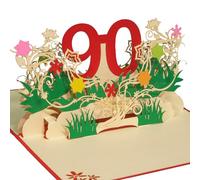 LINPOPUP®, N328 Carte d'anniversaire pop-up 90 ans - Carte de vœux pop-up - Carte de vœux 3D - Avec enveloppe - Pour femmes, filles, hommes, amis - 90