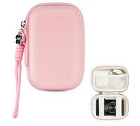 Linpr Étui pour Appareil Photo Numérique Compatible avec Canon Powershot G7X Mark III/ SX740/ Sony ZV-1/RX100 VII/Panasonic ZS99, Petit Etui de Rangement Compact de Voyage avec Cordon (Rose)