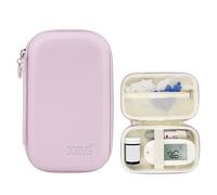 Linpr Étui rigide pour moniteur diabétique, kit de rangement pour glucomètre, fournitures, bandelettes de test de glycémie, lancettes et seringues (violet, taille M)