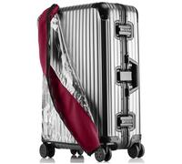 Linpr Housse de Protection Élastique Transparente pour Valise en PVC - Étui Étanche Universel Grande/Moyenne/Cabine, sans Dé Montage Requis, Housse Valise Protection (Rouge, 22 Pouces)