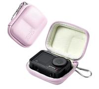 Linpr Mini Sac de Rangement pour DJI Osmo Action 5 Pro/Action 6/4/3, Étui Rigide Étanche et Portable Compatible avec AKASO Brave 4/V50X, Étui en Cuir avec Mousqueton pour Appareil Photo (Violet)