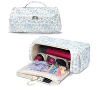 Linpr Sac de Rangement de Voyage, Adapté à Dyson Airwrap Styler/Airstrait/Shark Flexstyle, Étui de Portable avec Crochet Compatible pour Lisseur, Sèche-Cheveux, Bigoudis et Accessoires (Fleur Bleu)