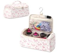 Linpr Sac de Rangement de Voyage, Adapté à Dyson Airwrap Styler/Airstrait/Shark Flexstyle, Étui de Portable avec Crochet Compatible pour Lisseur, Sèche-Cheveux, Bigoudis et Accessoires (Amour Rose)