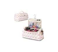 Linpr Sac de Rangement pour Dyson Airwrap, avec Crochet, Fleur Rose | Adapté à Dyson Airstrait/Shark Flexstyle Complete, Étui de Portable Compatible pour Sèche-Cheveux, Bigoudis et Accessoires